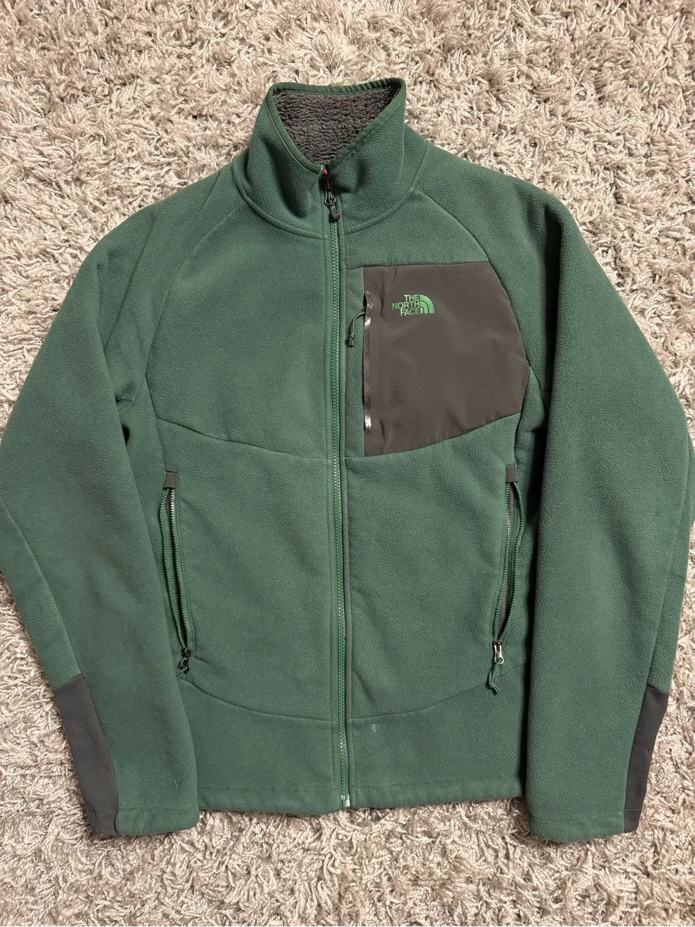 North Face Green Fleece Zip